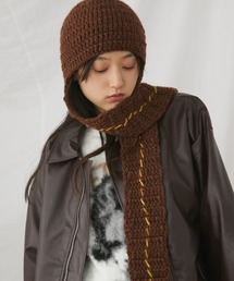 MERLOT（メルロー）の「カラーステッチマフラー付きニット帽（ニットキャップ/ビーニー・メンズ）」