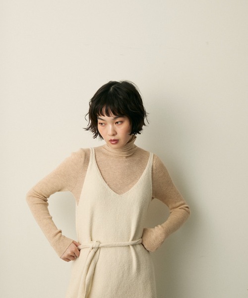 full/fill.（フルフィル）の「ribbon knit cami onepice / リボン付きニットキャミワンピース（ワンピース・レディース・アイボリー/ブラウン・FREE）」の5枚目の写真
