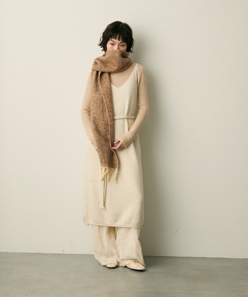 full/fill.（フルフィル）の「ribbon knit cami onepice / リボン付きニットキャミワンピース（ワンピース・レディース・アイボリー/ブラウン・FREE）」の3枚目の写真