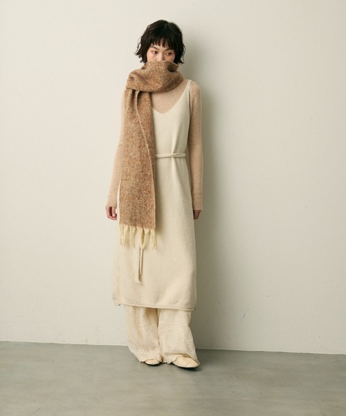 full/fill.（フルフィル）の「ribbon knit cami onepice / リボン付きニットキャミワンピース（ワンピース・レディース・アイボリー/ブラウン・FREE）」の4枚目の写真