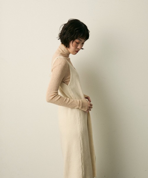 full/fill.（フルフィル）の「ribbon knit cami onepice / リボン付きニットキャミワンピース（ワンピース・レディース・アイボリー/ブラウン・FREE）」の9枚目の写真