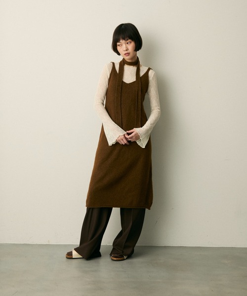 full/fill.（フルフィル）の「ribbon knit cami onepice / リボン付きニットキャミワンピース（ワンピース・レディース・アイボリー/ブラウン・FREE）」の22枚目の写真
