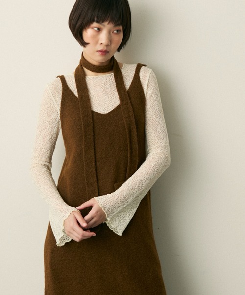 full/fill.（フルフィル）の「ribbon knit cami onepice / リボン付きニットキャミワンピース（ワンピース・レディース・アイボリー/ブラウン・FREE）」の15枚目の写真