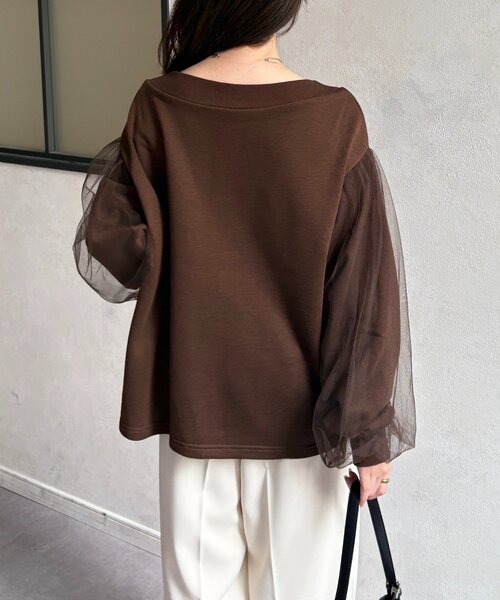 Thevon（ゼボン）の「袖チュールWジップ裏毛プルオーバー（Tシャツ/カットソー・レディース・ブラック/ブラウン/グレー・FREE）」の20枚目の写真