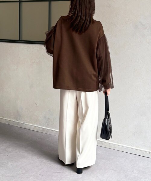 Thevon（ゼボン）の「袖チュールWジップ裏毛プルオーバー（Tシャツ/カットソー・レディース・ブラック/ブラウン/グレー・FREE）」の21枚目の写真