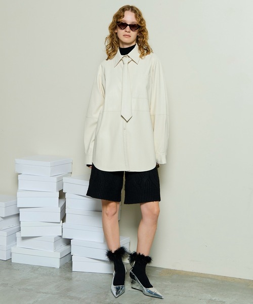 NANUSHKA ヴィーガンレザー シャツ Nanushkaのブラック Duco ヴィーガンレザー シャツがセール中