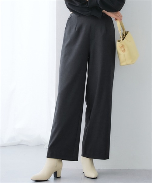 7days Life Styling(セブンデイズライフスタイリング)の「【ワイド/テーパード】【あったか裏起毛】ウール調ストレッチパンツ(しわになりにくい・保温性)<大きいサイズ有>(スラックス・レディース・ブラック系2/ブラック系その他/ブラウン系1/ブラウン系その他/ブラック系その他2/グレー系その他/ブラック系1/グレー系1・S/M/L/LL/3L)」の5枚目の写真