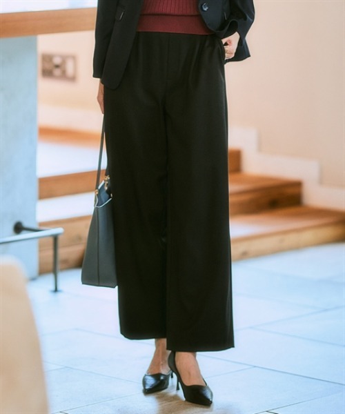 7days Life Styling(セブンデイズライフスタイリング)の「【ワイド/テーパード】【あったか裏起毛】ウール調ストレッチパンツ(しわになりにくい・保温性)<大きいサイズ有>(スラックス・レディース・ブラック系2/ブラック系その他/ブラウン系1/ブラウン系その他/ブラック系その他2/グレー系その他/ブラック系1/グレー系1・S/M/L/LL/3L)」の2枚目の写真