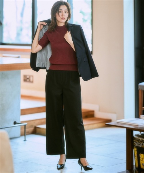 7days Life Styling(セブンデイズライフスタイリング)の「【ワイド/テーパード】【あったか裏起毛】ウール調ストレッチパンツ(しわになりにくい・保温性)<大きいサイズ有>(スラックス・レディース・ブラック系2/ブラック系その他/ブラウン系1/ブラウン系その他/ブラック系その他2/グレー系その他/ブラック系1/グレー系1・S/M/L/LL/3L)」の14枚目の写真