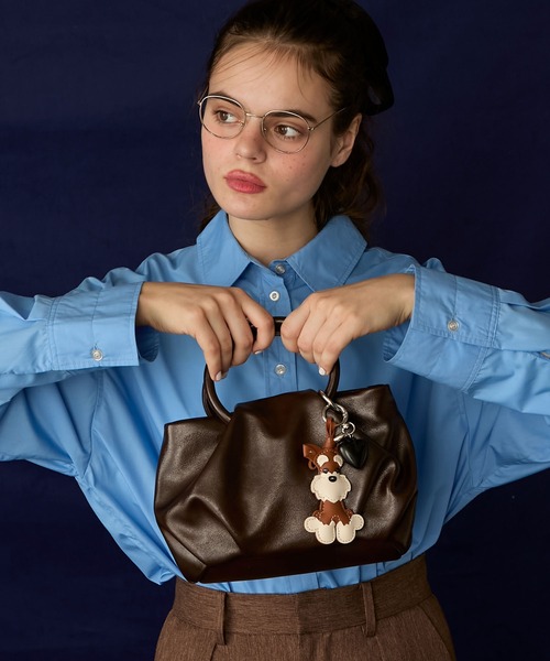 BONLECILL Marche(ボンルシールマルシェ)の「【BONLECILL Marche】ラウンドハンドルボストンバッグ/ハンドバッグ(ボストンバッグ・レディース・ブラウン/ワイン/ブラック・FREE)」の2枚目の写真