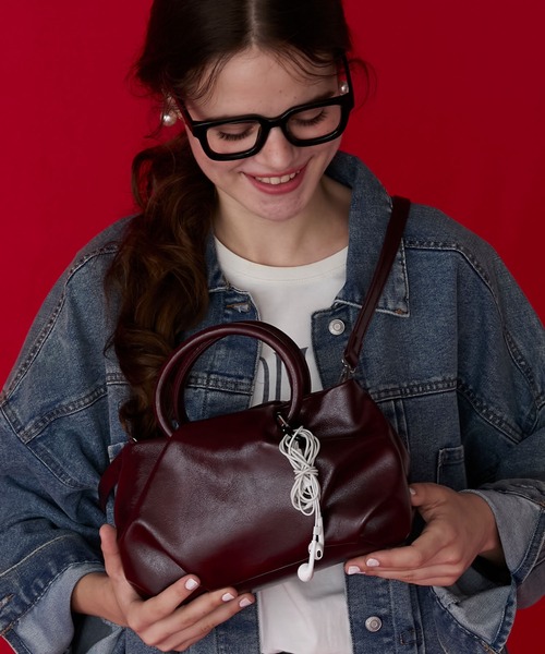 BONLECILL Marche(ボンルシールマルシェ)の「【BONLECILL Marche】ラウンドハンドルボストンバッグ/ハンドバッグ(ボストンバッグ・レディース・ブラウン/ワイン/ブラック・FREE)」の3枚目の写真