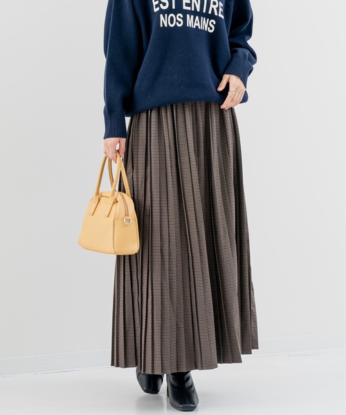 refinedworks(リファインドワークス)の「【refinedworks】秋冬を彩る プリーツチェック柄 スカート(スカート・レディース・ブラウン/グレー・FREE)」の1枚目の写真