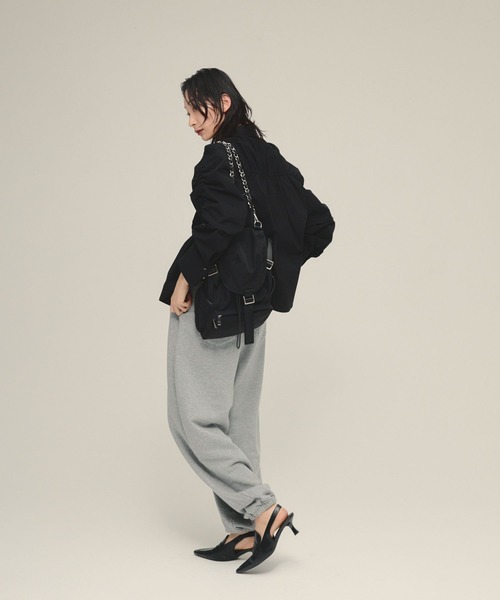 eL（エル）の「【eL】Sweat Gather Pants/581453（スウェットパンツ・レディース・ネイビー/グレー・FREE）」の4枚目の写真