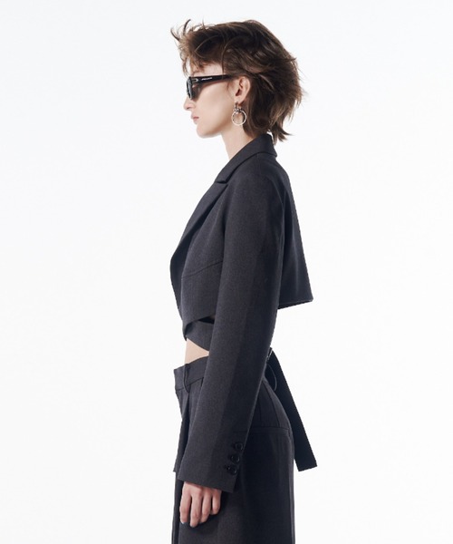 JOSE MOON(ジョゼムーン)の「CROSS SHORT JACKET/クロスショートジャケット(テーラードジャケット・レディース・チャコールグレー/ブラック・38/36)」の5枚目の写真