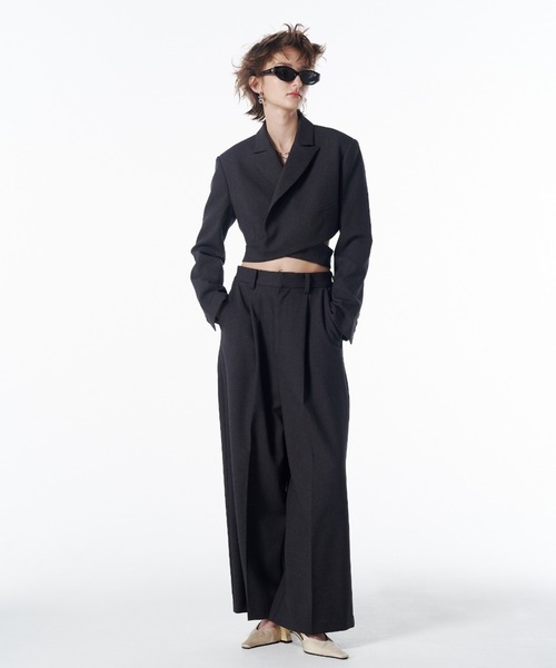 JOSE MOON(ジョゼムーン)の「CROSS SHORT JACKET/クロスショートジャケット(テーラードジャケット・レディース・チャコールグレー/ブラック・38/36)」の7枚目の写真