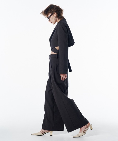 JOSE MOON(ジョゼムーン)の「CROSS SHORT JACKET/クロスショートジャケット(テーラードジャケット・レディース・チャコールグレー/ブラック・38/36)」の13枚目の写真