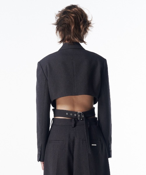 JOSE MOON(ジョゼムーン)の「CROSS SHORT JACKET/クロスショートジャケット(テーラードジャケット・レディース・チャコールグレー/ブラック・38/36)」の6枚目の写真