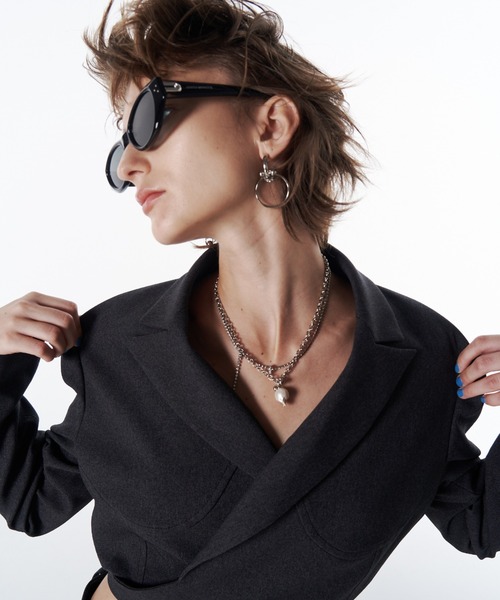 JOSE MOON(ジョゼムーン)の「CROSS SHORT JACKET/クロスショートジャケット(テーラードジャケット・レディース・チャコールグレー/ブラック・38/36)」の19枚目の写真