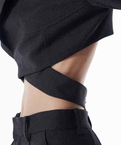 JOSE MOON(ジョゼムーン)の「CROSS SHORT JACKET/クロスショートジャケット(テーラードジャケット・レディース・チャコールグレー/ブラック・38/36)」の21枚目の写真