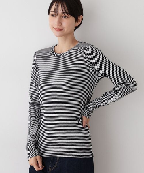 Dessin(デッサン)の「【吸湿発熱/抗菌防臭】ジンジャー混クルーネックプルオーバー(Tシャツ/カットソー・レディース・ブラック/ホワイト系/ブラック系2・01/02/03)」の12枚目の写真