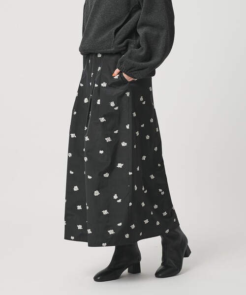 25日迄の出品 新品未使用　BEAUTY&YOUTH フラワージャガードスカート セール】フラワージャガード スカート ウォッシャブル（スカート