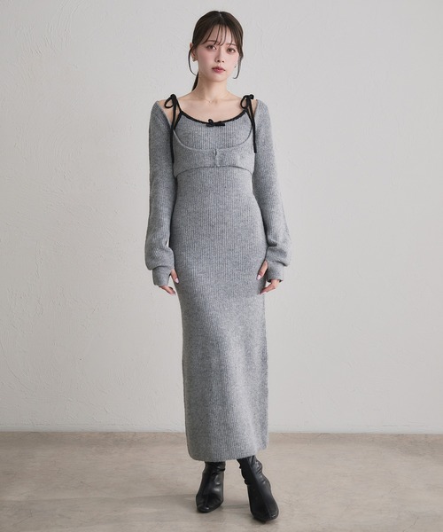 fupel(フぺル)の「bicolor ensemble knit long onepiece / バイカラーアンサンブルニットロングワンピース(ワンピース・レディース・グレー/ブラック/ベージュ・FREE)」の11枚目の写真