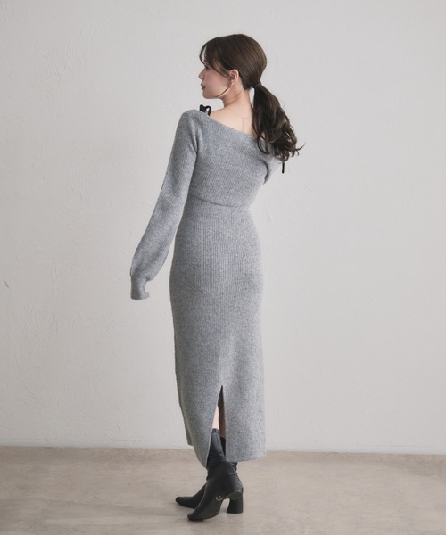セール】bicolor ensemble knit long onepiece / バイカラー