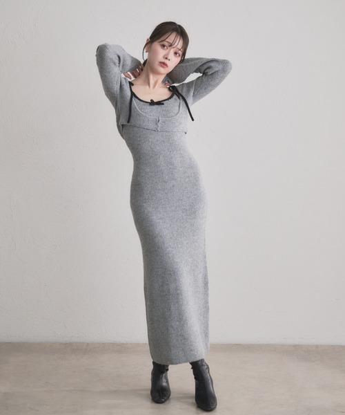 fupel(フぺル)の「bicolor ensemble knit long onepiece / バイカラーアンサンブルニットロングワンピース(ワンピース・レディース・グレー/ブラック/ベージュ・FREE)」の13枚目の写真