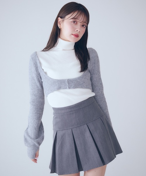 bicolor ensemble knit long onepiece / バイカラーアンサンブルニット