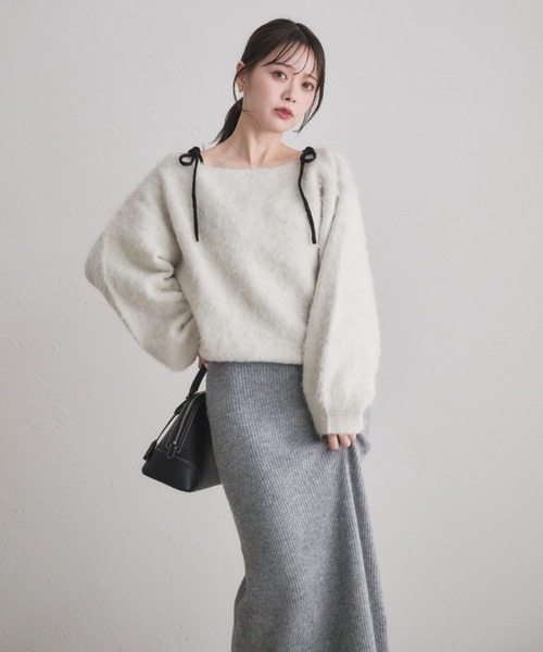 bicolor ensemble knit long onepiece / バイカラーアンサンブルニット