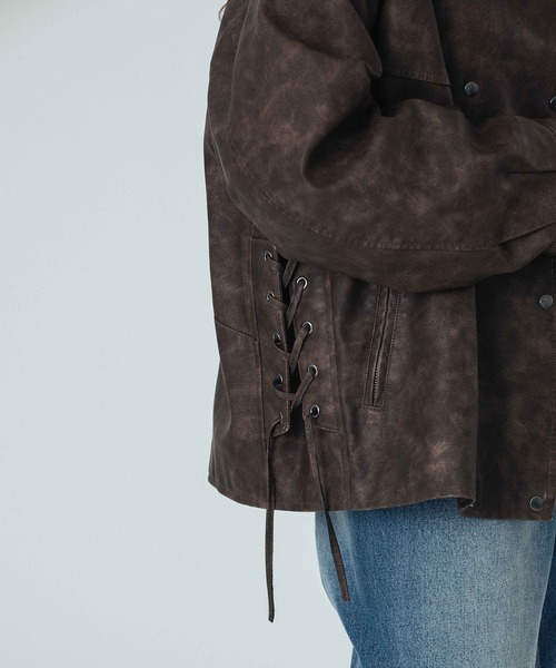 ROSE BUD（ローズバッド）の「LEATHER LIKE JACKET（その他アウター・レディース・ブラウン/ブラック・ONE SIZE）」の3枚目の写真