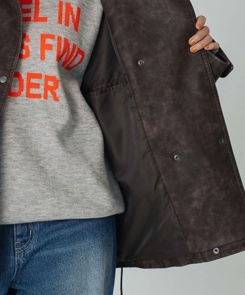 ROSE BUD（ローズバッド）の「LEATHER LIKE JACKET（その他アウター・レディース・ブラウン/ブラック・ONE SIZE）」の4枚目の写真