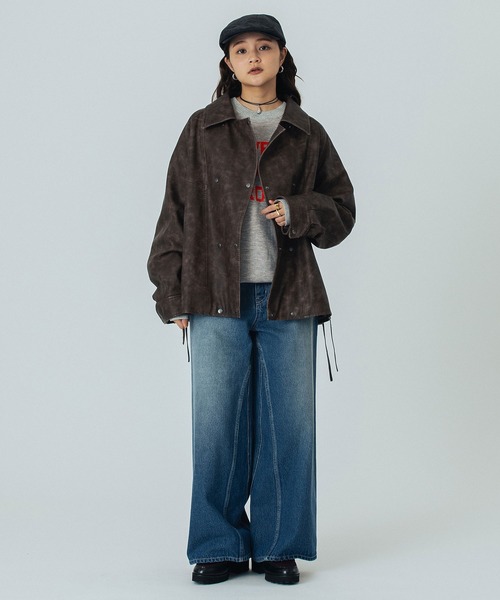 ROSE BUD（ローズバッド）の「LEATHER LIKE JACKET（その他アウター・レディース・ブラウン/ブラック・ONE SIZE）」の5枚目の写真