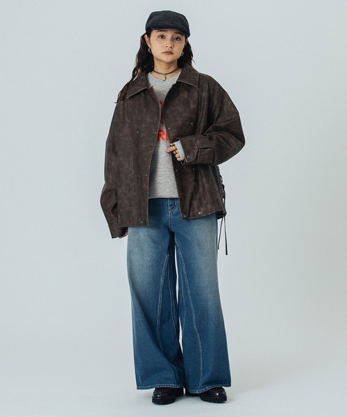 ROSE BUD（ローズバッド）の「LEATHER LIKE JACKET（その他アウター・レディース・ブラウン/ブラック・ONE SIZE）」の8枚目の写真