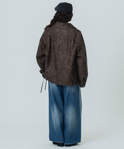 ROSE BUD（ローズバッド）の「LEATHER LIKE JACKET（その他アウター・レディース・ブラウン/ブラック・ONE SIZE）」の14枚目の写真