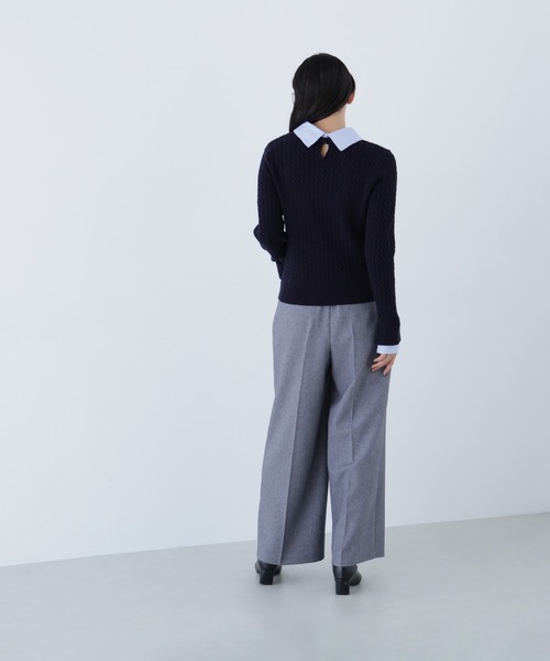 NATURAL BEAUTY BASIC(ナチュラルビューティーベーシック)の「◇シャツカラードッキングケーブルニット(ニット/セーター・レディース・ブルー系その他6/グレー系その他/ブラウン系その他・FREE)」の13枚目の写真