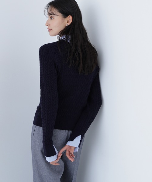 NATURAL BEAUTY BASIC(ナチュラルビューティーベーシック)の「◇シャツカラードッキングケーブルニット(ニット/セーター・レディース・ブルー系その他6/グレー系その他/ブラウン系その他・FREE)」の16枚目の写真