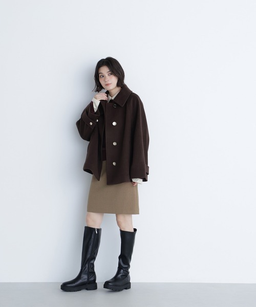 NATURAL BEAUTY BASIC(ナチュラルビューティーベーシック)の「◇シャツカラードッキングケーブルニット(ニット/セーター・レディース・ブルー系その他6/グレー系その他/ブラウン系その他・FREE)」の9枚目の写真