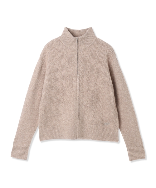 Petit Honfleur(プチオンフルール)の「ケーブルZIPニットカーディガン【洗える】(カーディガン/ボレロ・レディース・モカ/チャコールグレー/グレー・M/L)」の5枚目の写真