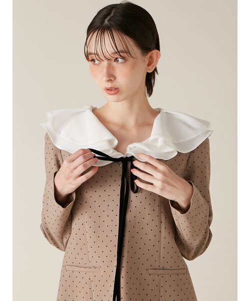 LILY BROWN（リリーブラウン）の「ラッフルカラー付きミニワンピース（ワンピース・レディース・モカ/グレー/ブラック・0/1）」の11枚目の写真