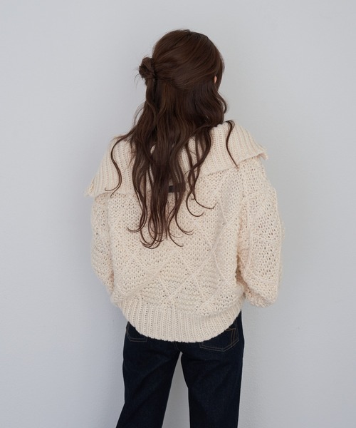 RAY CASSIN（レイカズン）の「柄編みニットブルゾン（ニット/セーター・レディース・ブラウン/チャコールグレー/アイボリー・FREE）」の22枚目の写真