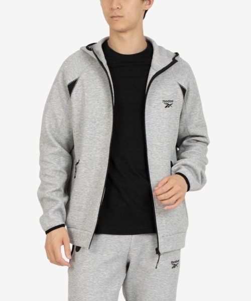 Reebok（リーボック）の「ジップフーディー / CONTRAST PANEL ZIP HOODY（パーカー・メンズ・ブラック/グレー・LARGE/MEDIUM/SMALL/X-LARGE）」の2枚目の写真