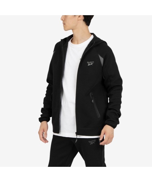 Reebok（リーボック）の「ジップフーディー / CONTRAST PANEL ZIP HOODY（パーカー・メンズ・ブラック/グレー・LARGE/MEDIUM/SMALL/X-LARGE）」の3枚目の写真