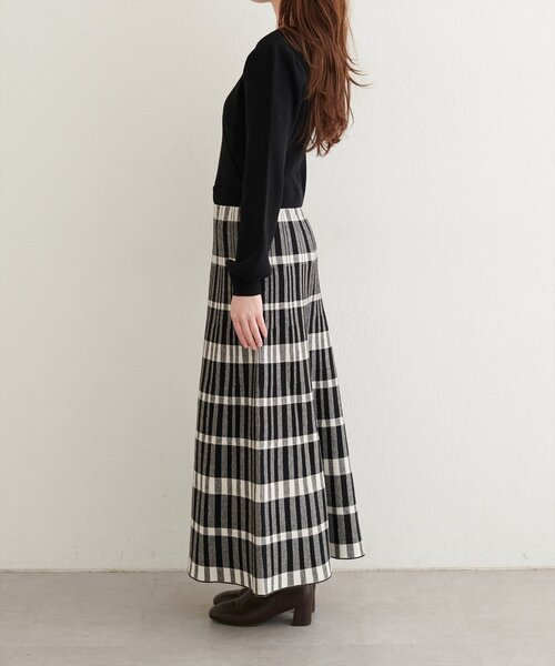 natural couture（ナチュラルクチュール）の「【WEB限定】カシュクールチェックニットワンピース（ワンピース・レディース・ベージュ/ブラウン/ブラック・FREE）」の10枚目の写真