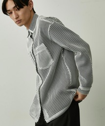 BLANK HOTEL（ブランクホテル）の「Piped Collar Mesh Overshirt / 襟パイピングメッシュオーバーシャツ（シャツ/ブラウス）」