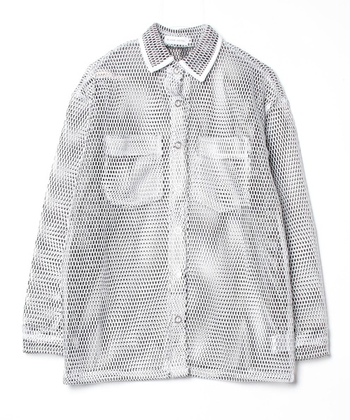 Piped Collar Mesh Overshirt / 襟パイピングメッシュオーバーシャツ