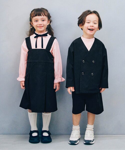 p.premier（ピードットプルミエ）の「ノーカラーダブルジャケット_ジュニア対応（スーツジャケット・キッズ・ネイビー/ブラック/グレー・90/100/110/120/130/140）」の8枚目の写真