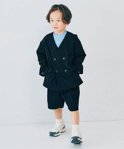 p.premier（ピードットプルミエ）の「ノーカラーダブルジャケット_ジュニア対応（スーツジャケット・キッズ・ネイビー/ブラック/グレー・90/100/110/120/130/140）」の9枚目の写真