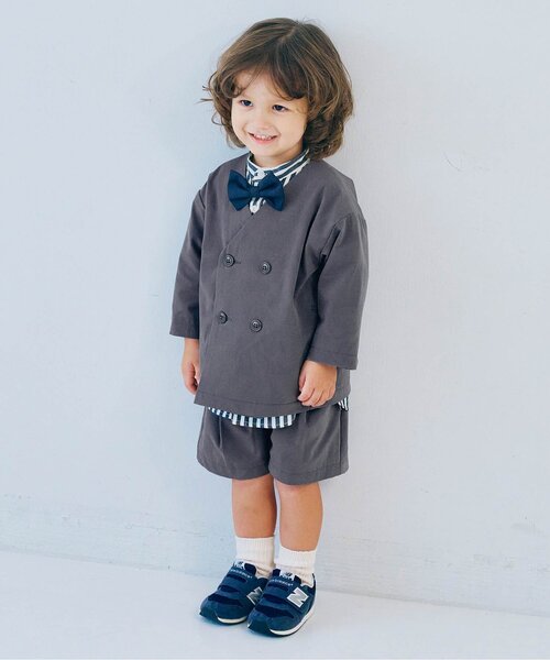 p.premier（ピードットプルミエ）の「ノーカラーダブルジャケット_ジュニア対応（スーツジャケット・キッズ・ネイビー/ブラック/グレー・90/100/110/120/130/140）」の16枚目の写真