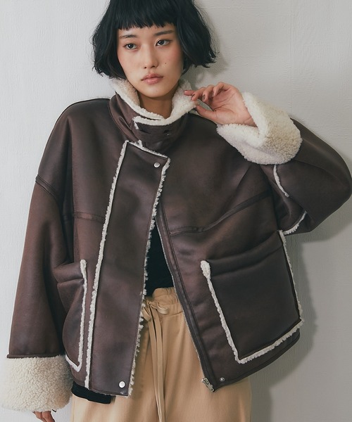 こちら【専用】のお品物です✨ムートン風ショート丈ジャケット✨ セール】ショート丈フェイクムートンジャケット（ムートンコート